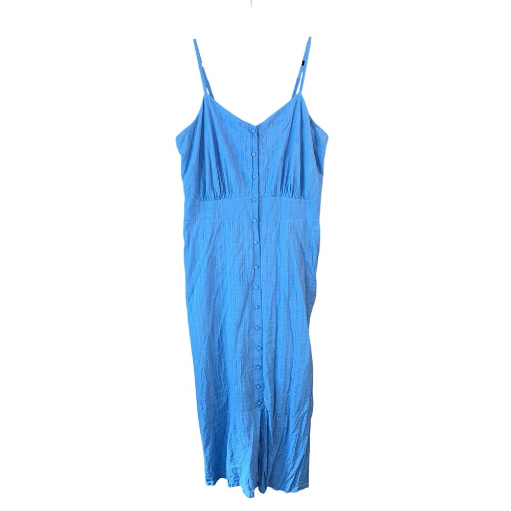 Lane Bryant Women's Plus Size Blue Button Front Maxi Dress Size 24 3X